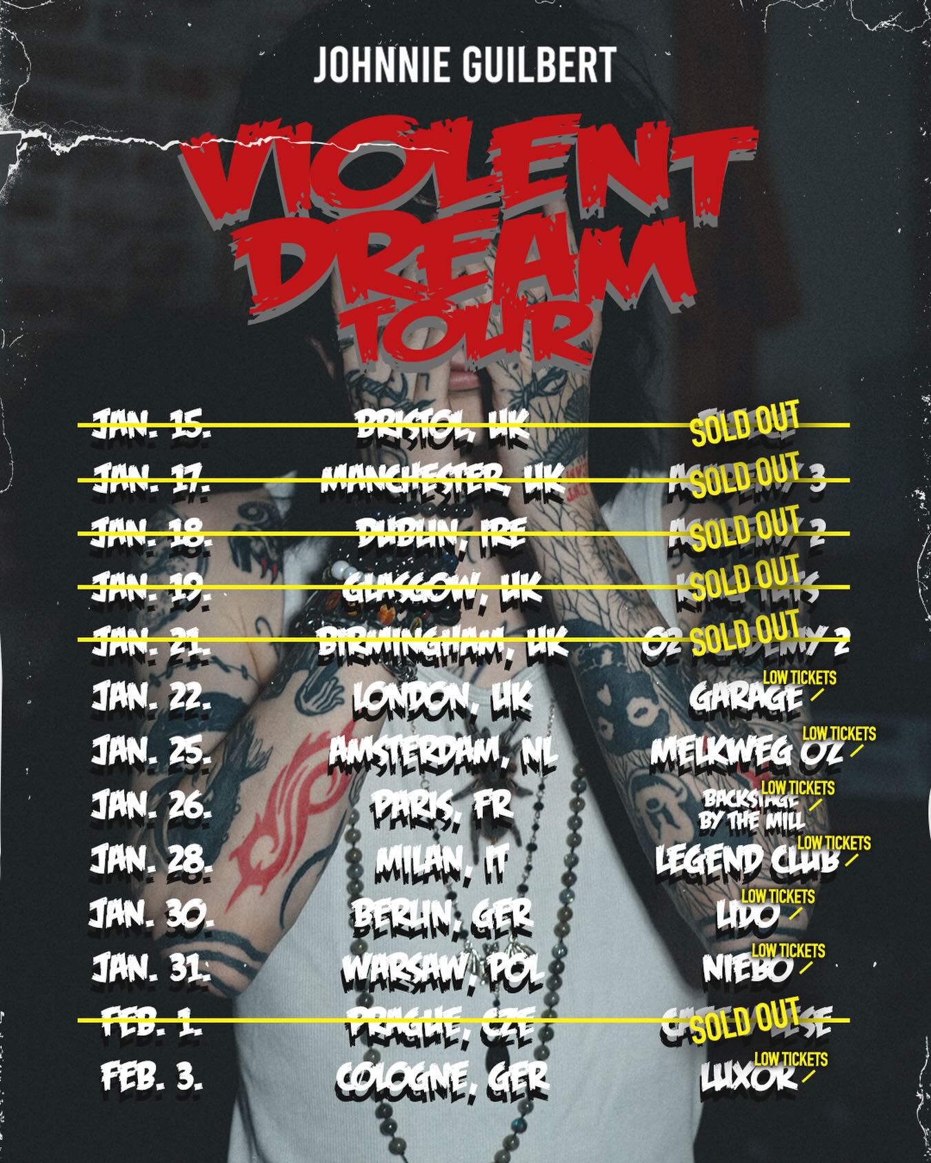 Johnnie Guilbert The Violent Dream Tour Tour Poster 2026